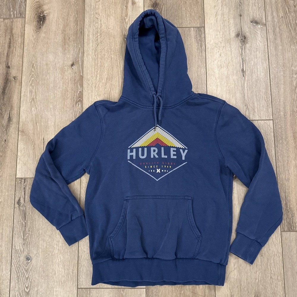 Hurley Hoodie Mens M Blue Pullover‎ Fleece Sweatshirt Y2K Surf Skate Mall #325